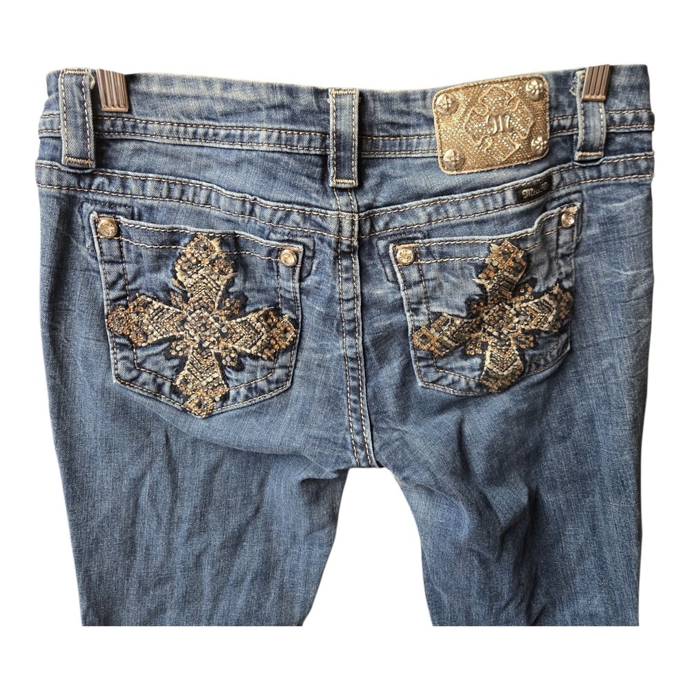 Miss Me Jeans Women's 29 Mid Rise Boot (29X31) Rhinestone Pockets